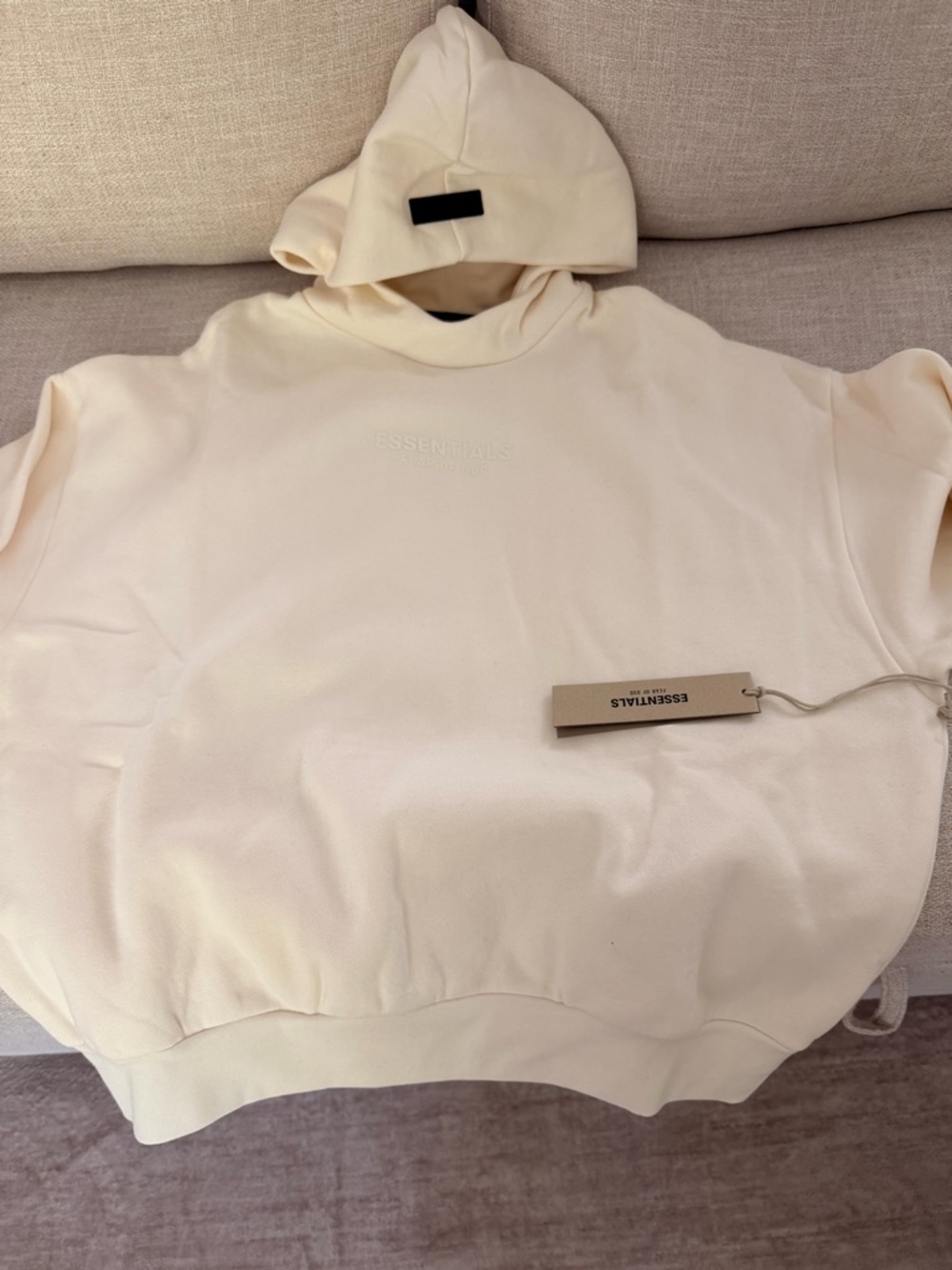 Essentials Men's Cream Hoodie Sweatshirt